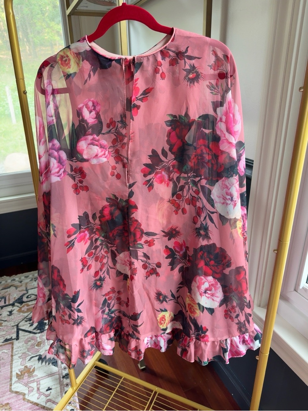 Ieena for Mac Duggal Pink Floral Chiffon Ruffle Dress Size 6 NWT - Picture 2 of 8